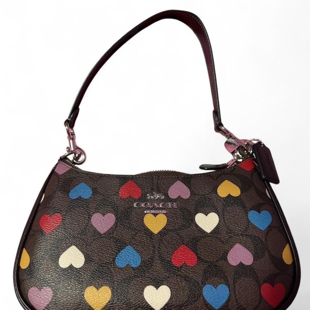 Coach Rainbow Heart Print Shoulder Bag
